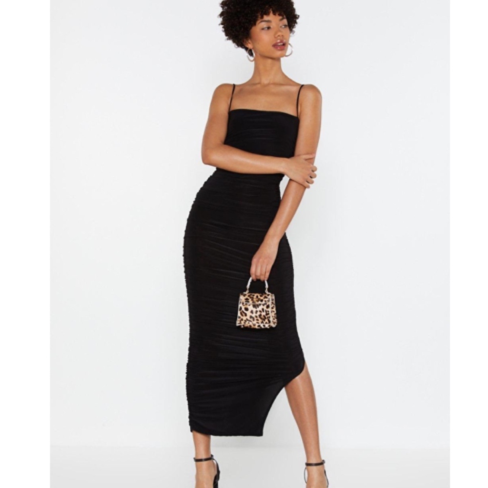 black midi dress